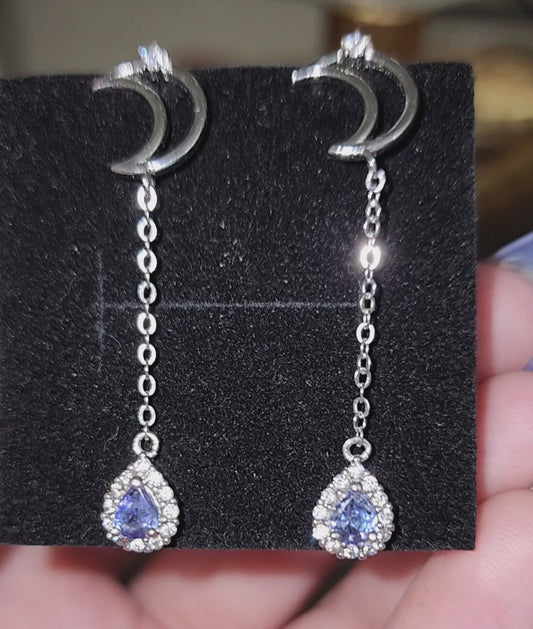 Tanzanite Crying Moon Earrings