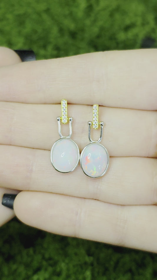 White Opal Earrings