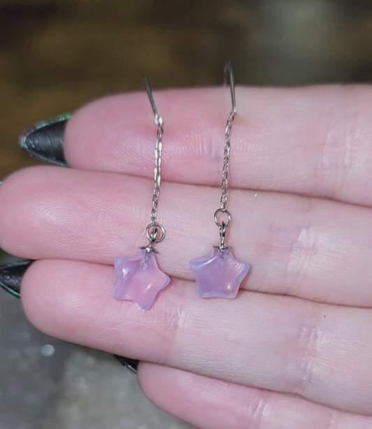 Lavender Moon Quartz Star Earrings