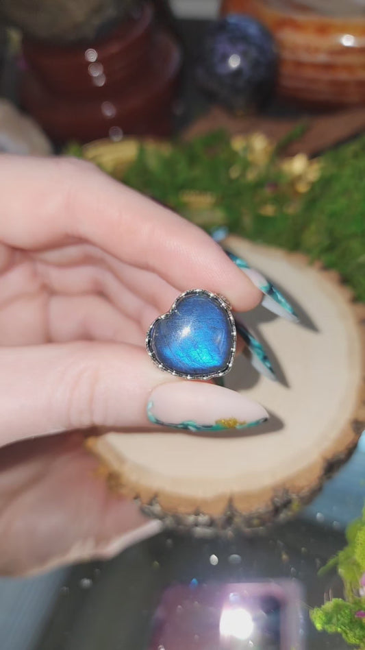 Labradorite Heart Ring