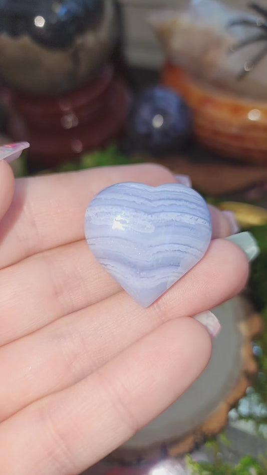 Blue Lace Agate Heart J