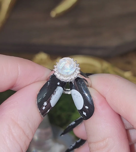 Moonstone Rose Ring