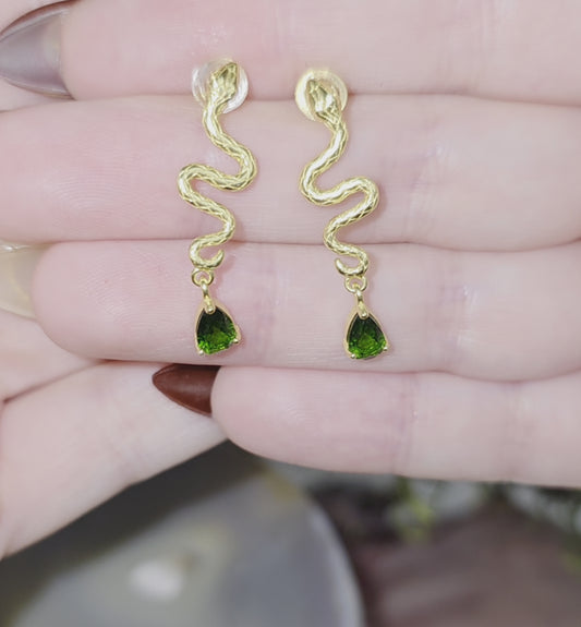 Diopside Snake Earrings