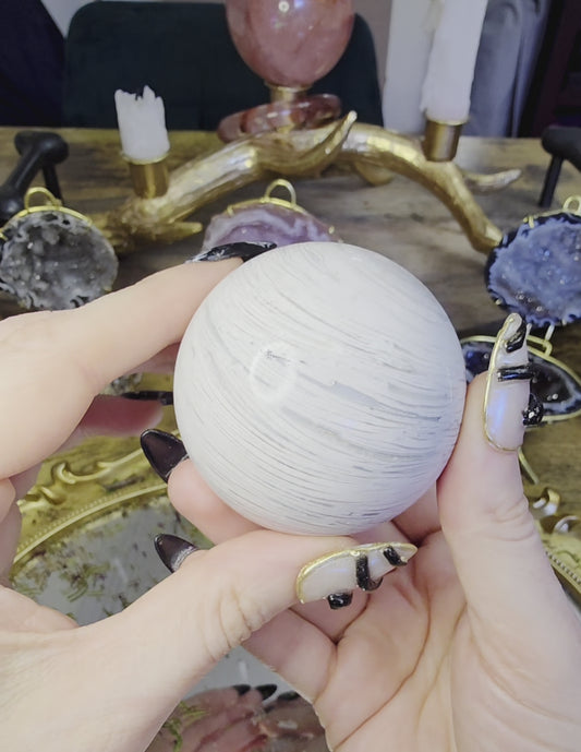 White Crazy Lace Agate Sphere C