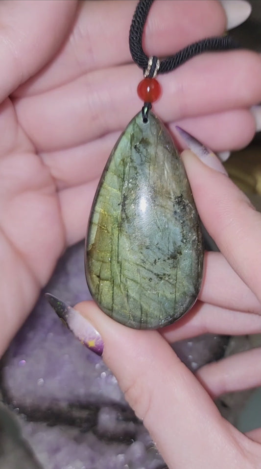 Labradorite Teardrop Pendant Necklace E