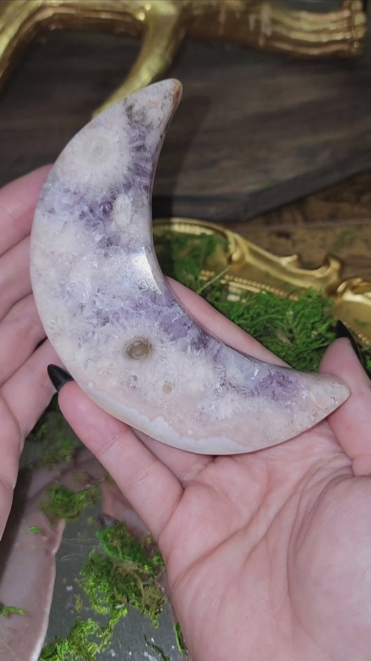 Amethyst and Flower Agate Moon