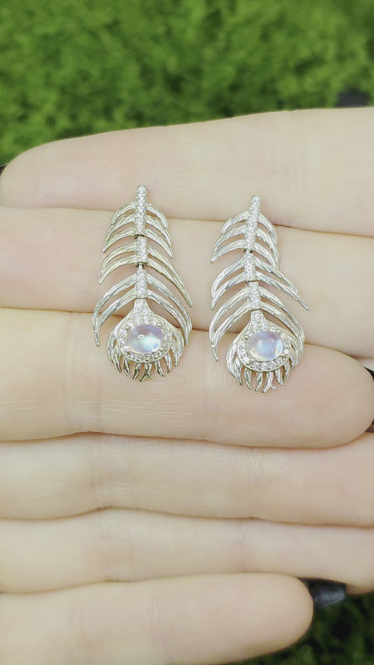 Labradorite Feather Earrings