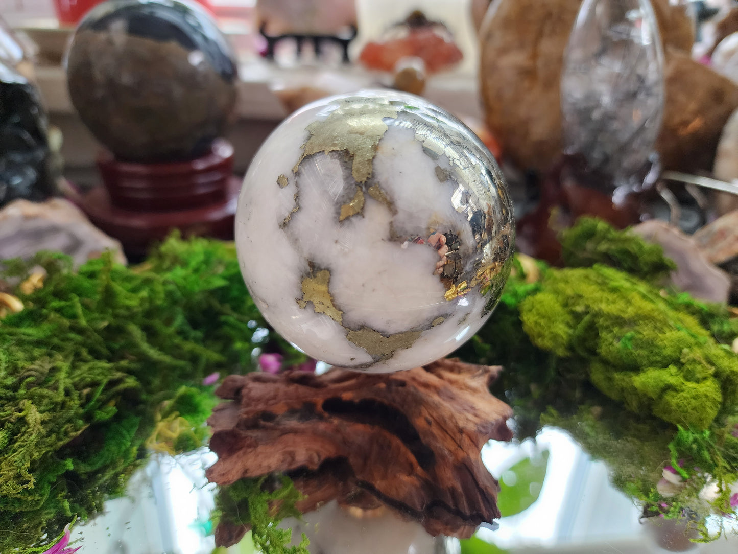 Pyrite and Agate Sphere