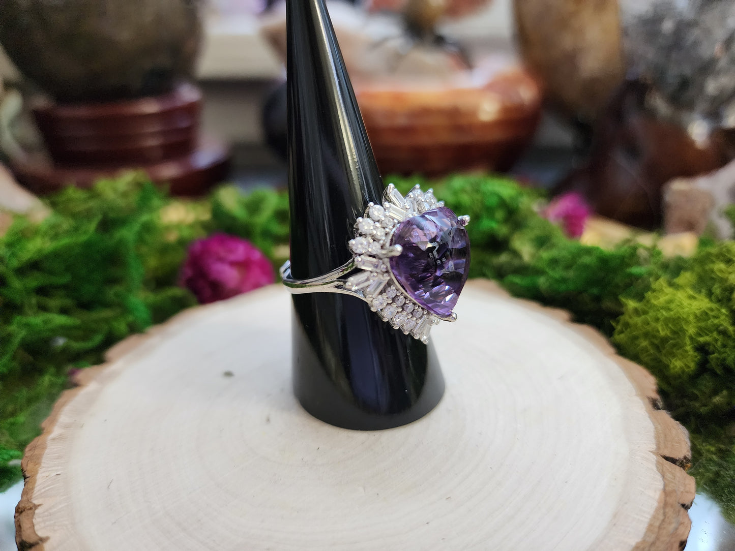 Amethyst Heart Statement Ring