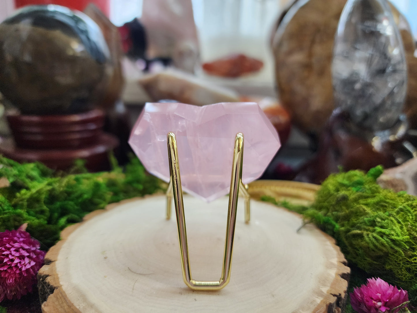 Faceted Rose Quartz Girasole Heart