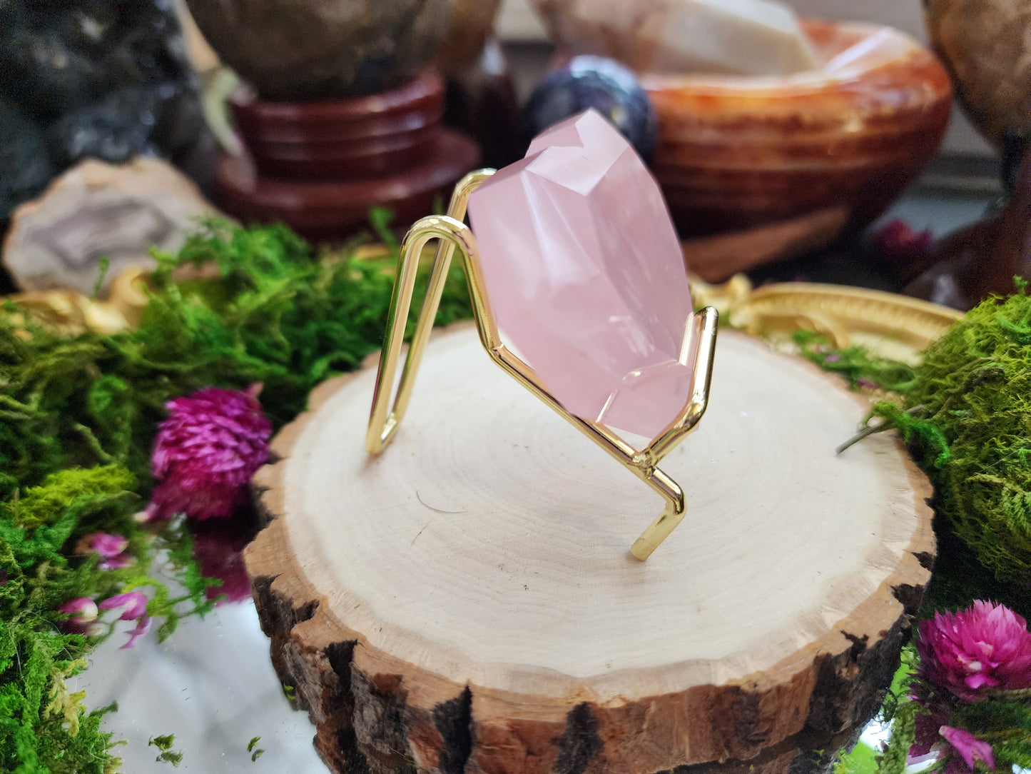 Faceted Rose Quartz Girasole Heart