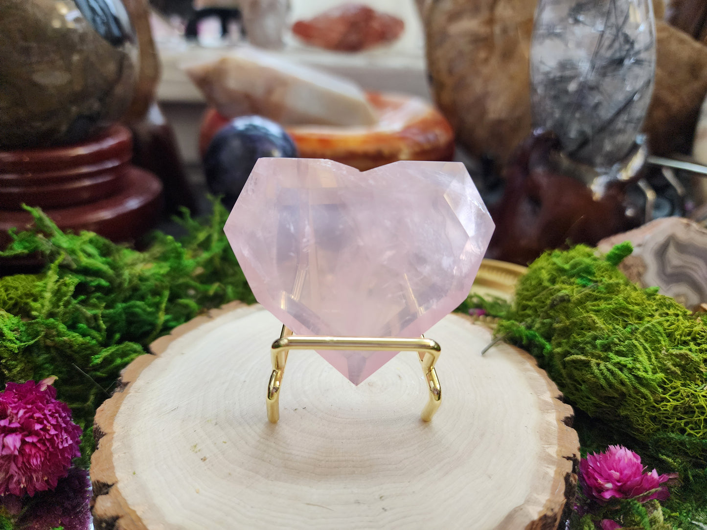 Faceted Rose Quartz Heart