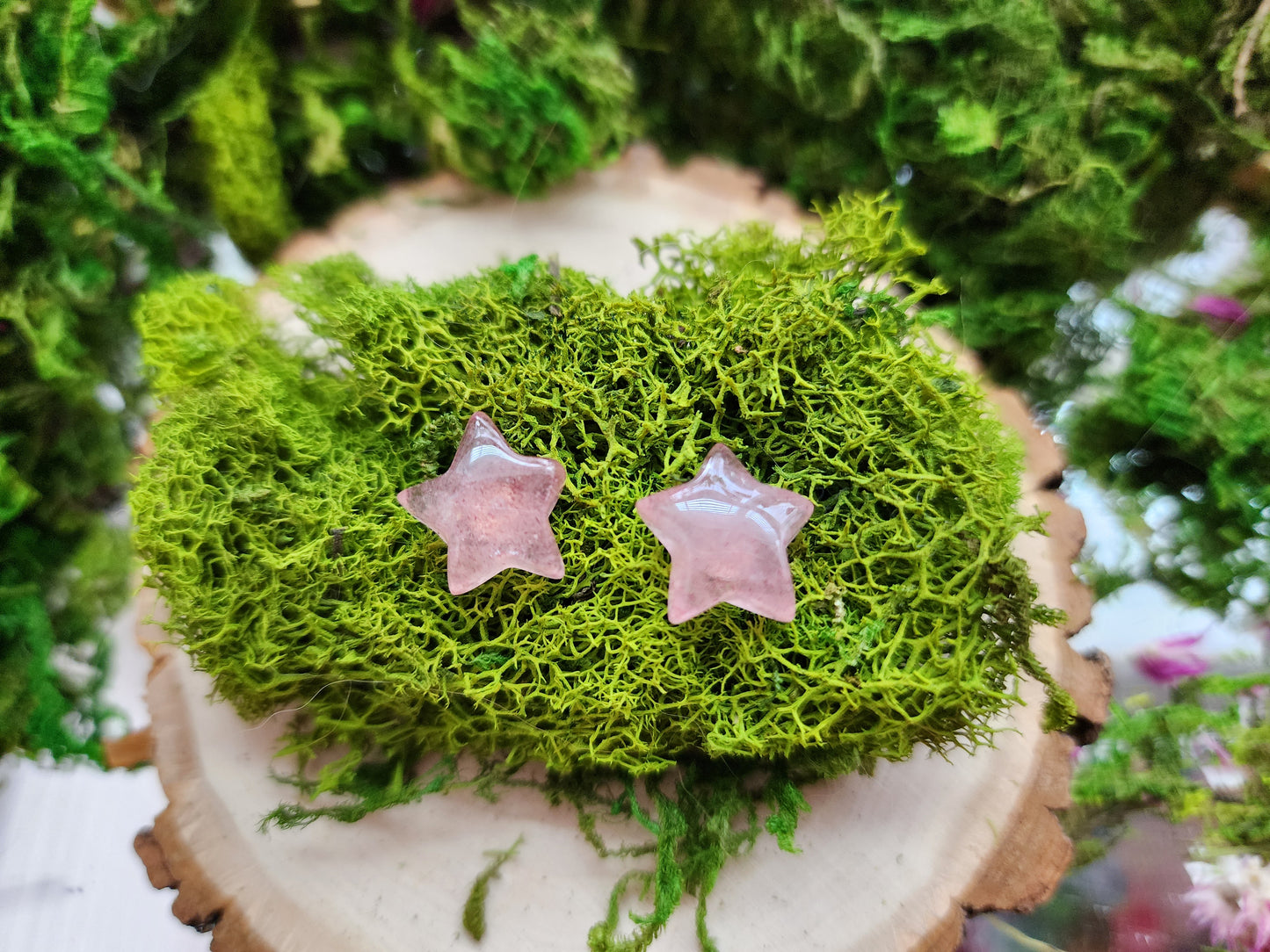 Strawberry Quartz Star Earrings