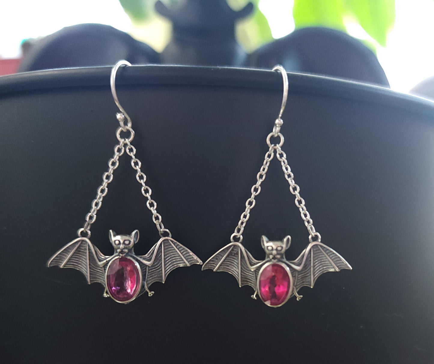 Pink Topaz Bat Earrings