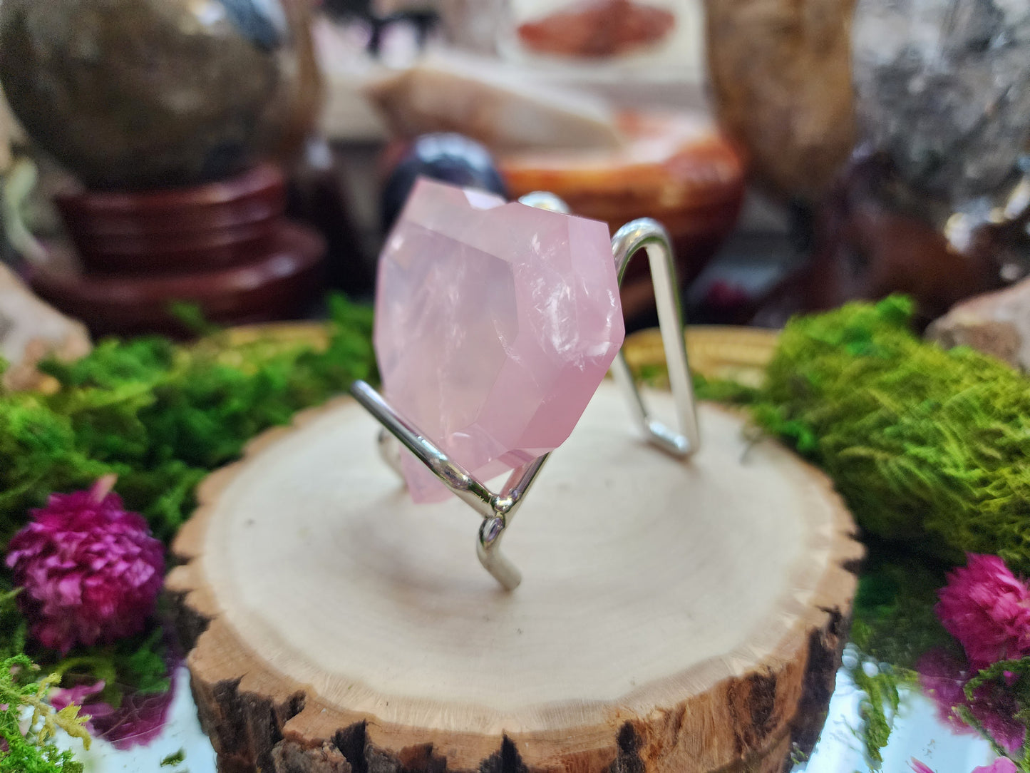 Faceted Rose Quartz Girasole Heart