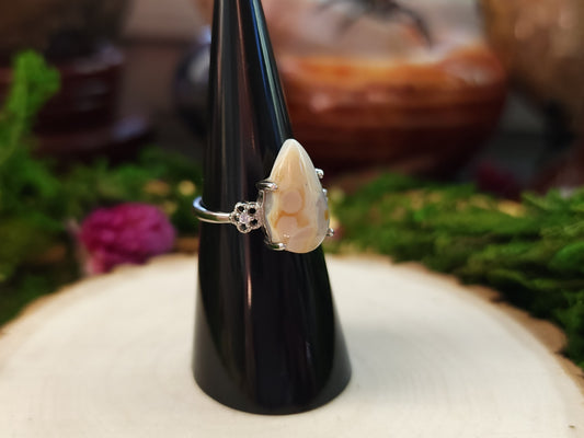 Sea Jasper Teardrop Ring