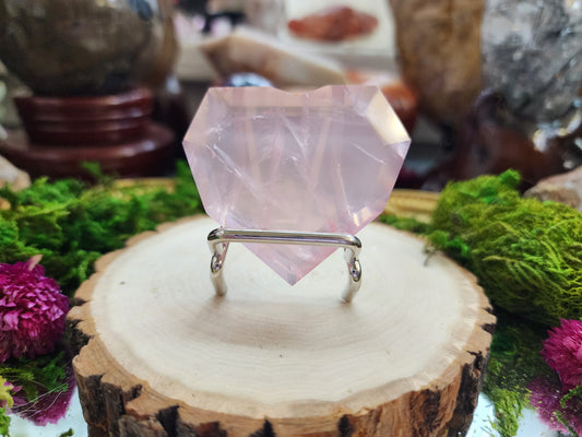 Faceted Rose Quartz Girasole Heart