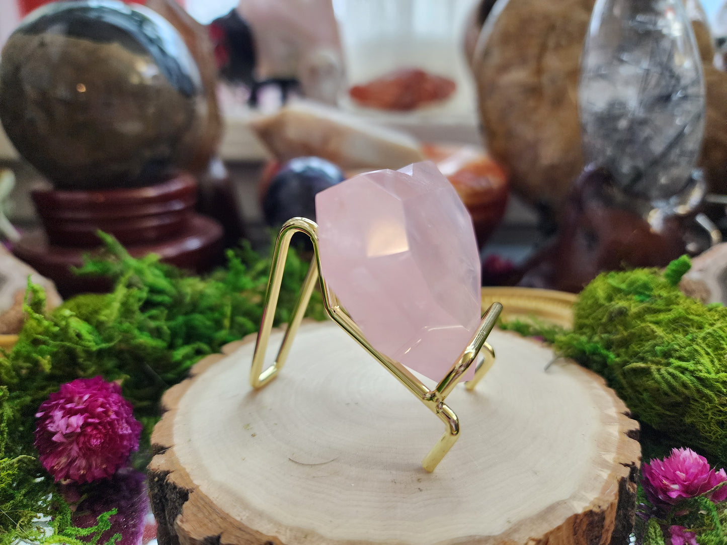 Faceted Rose Quartz Heart