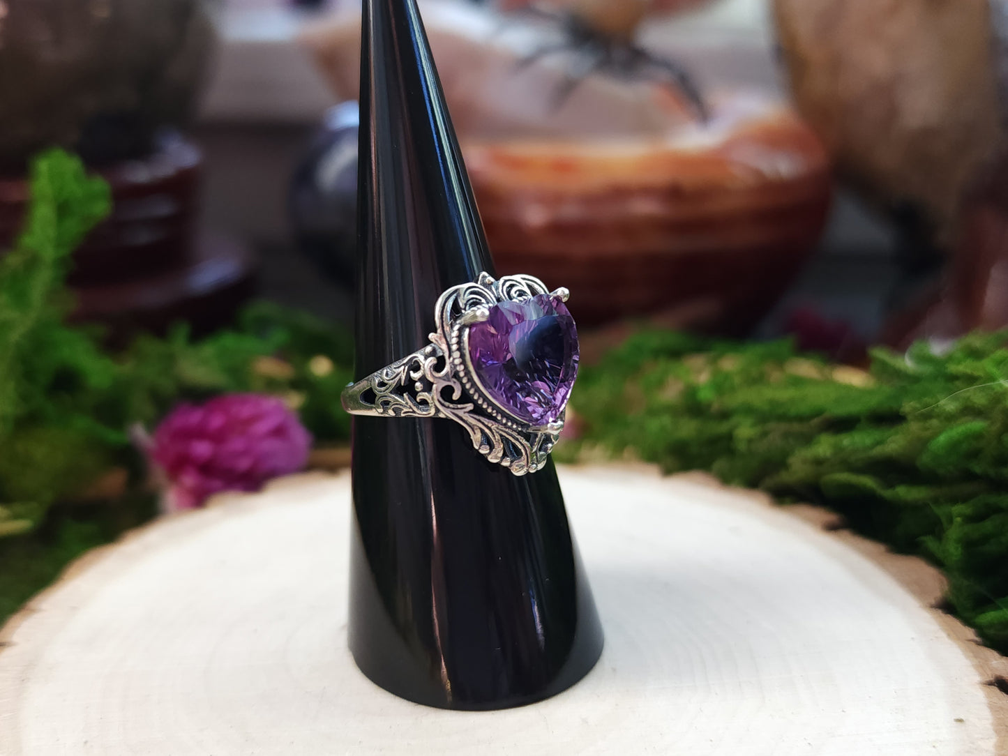 Vintage Heart Amethyst Ring