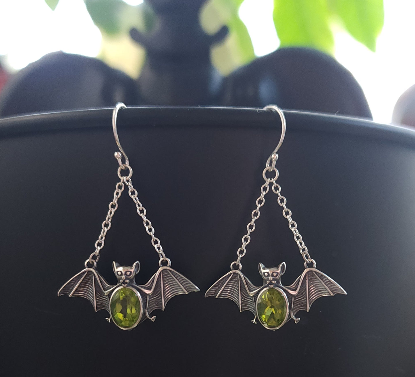 Peridot Bat Earrings