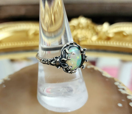 Rainbow Flash Opal Medusa Ring