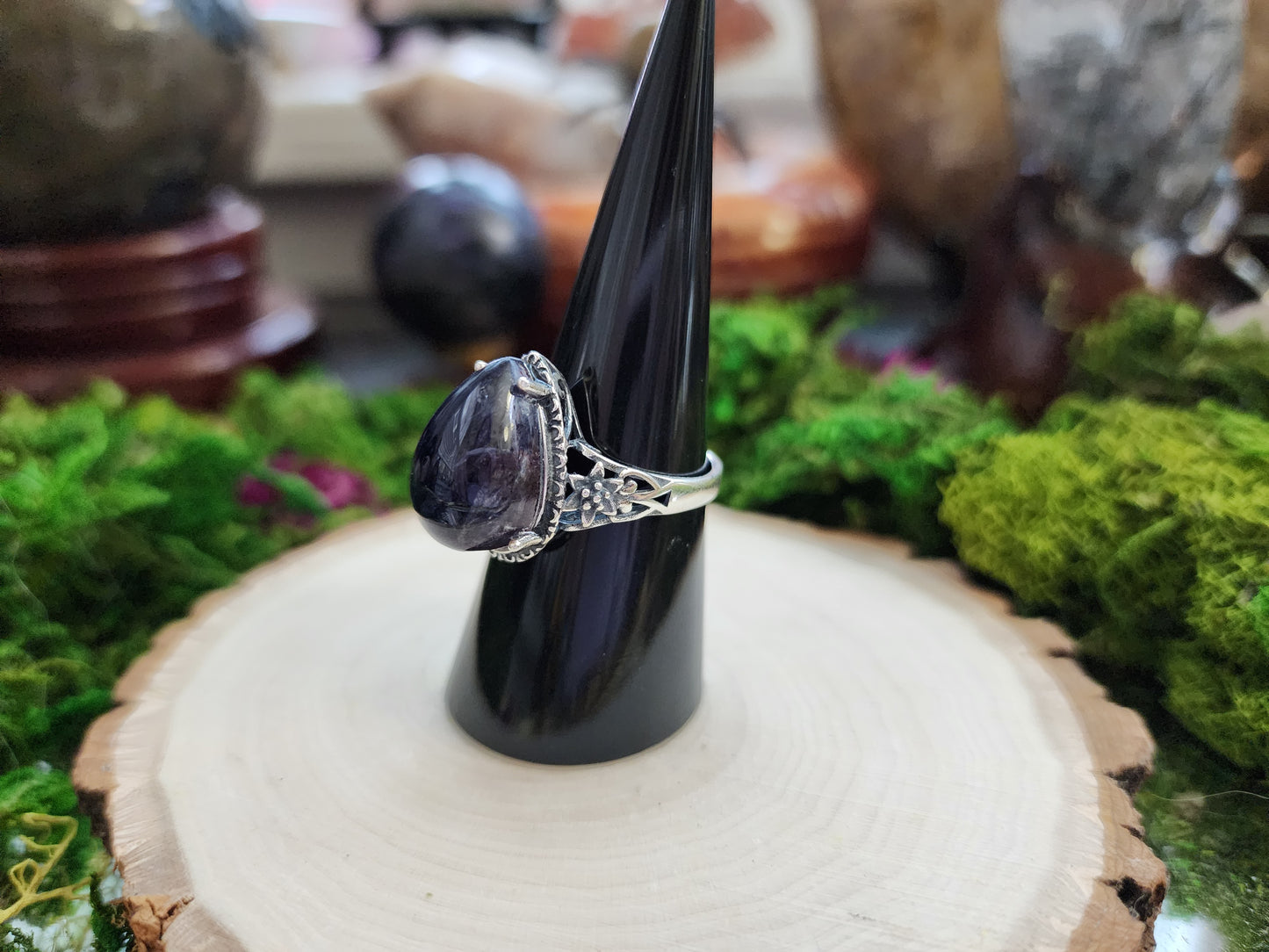 Iolite and Sunstone Adjustable Ring