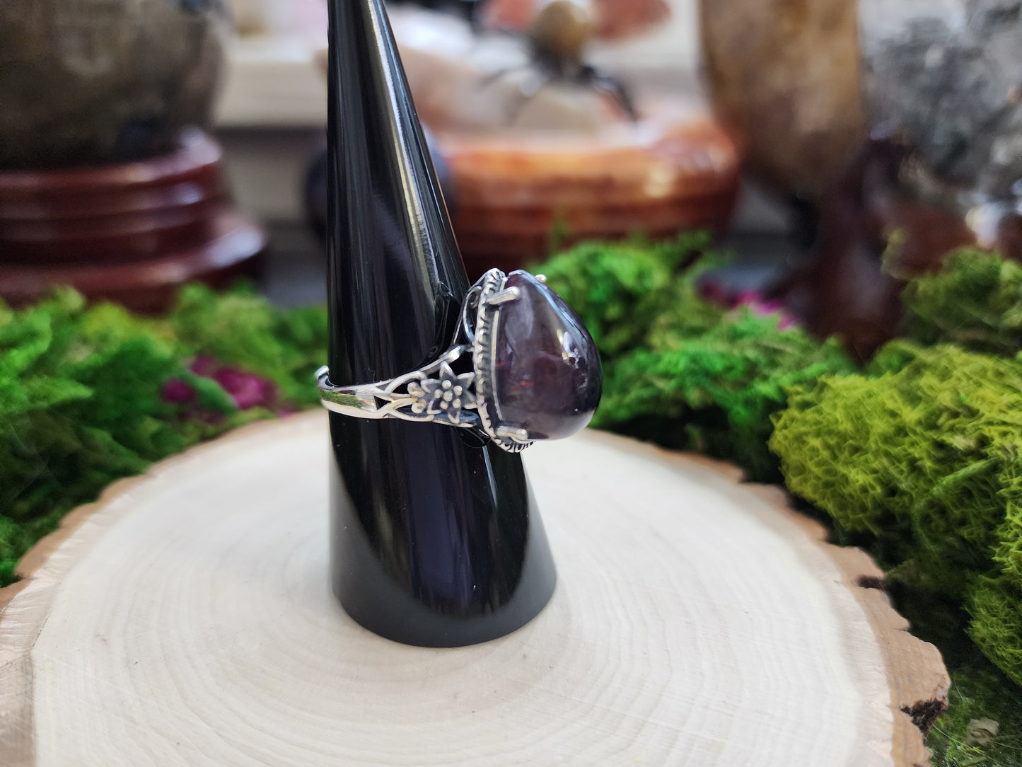 Iolite and Sunstone Adjustable Ring