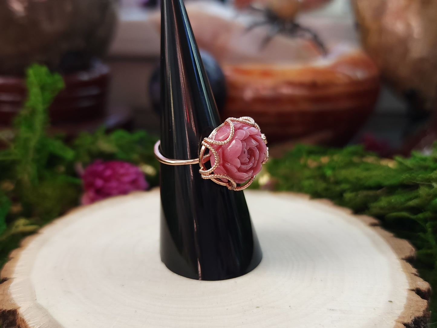 Rose Gold Rhodinite Rose Ring