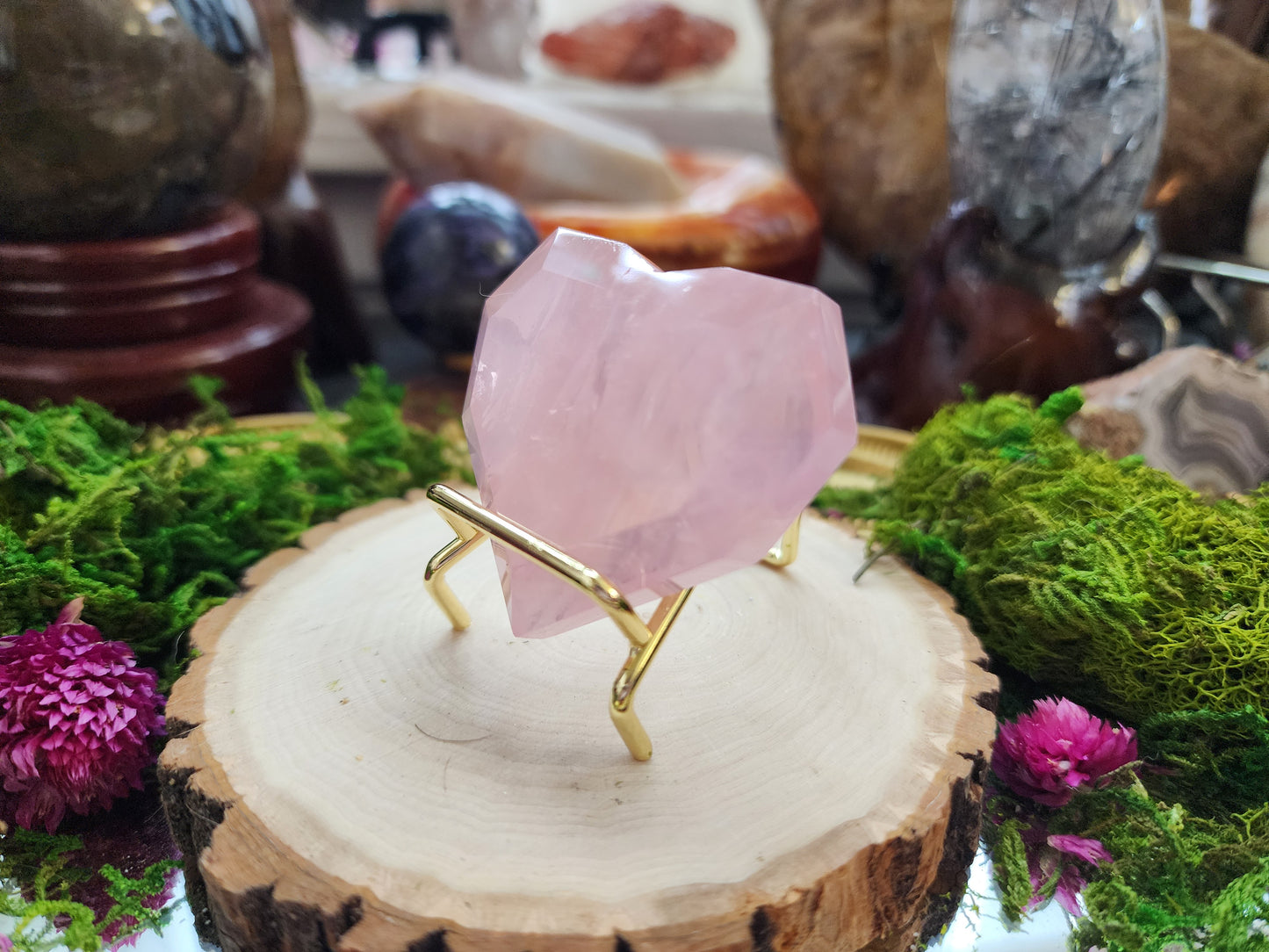 Faceted Rose Quartz Girasole Heart