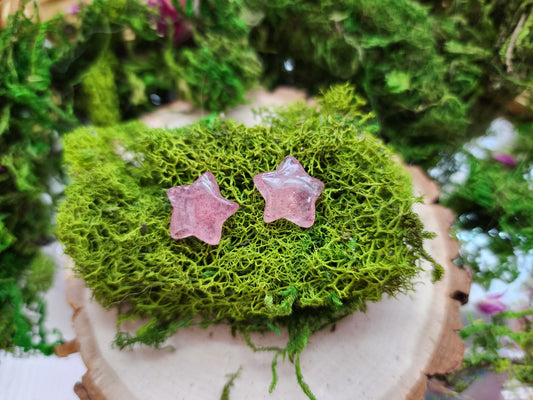 Strawberry Quartz Star Earrings