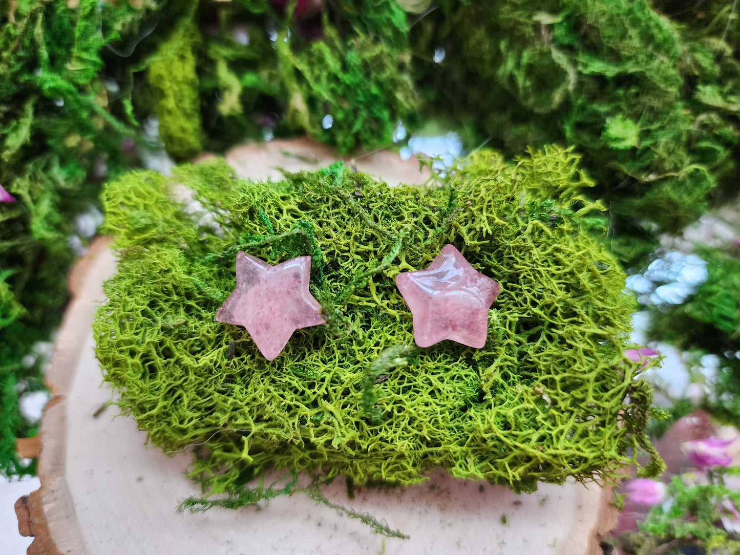 Strawberry Quartz Star Earrings