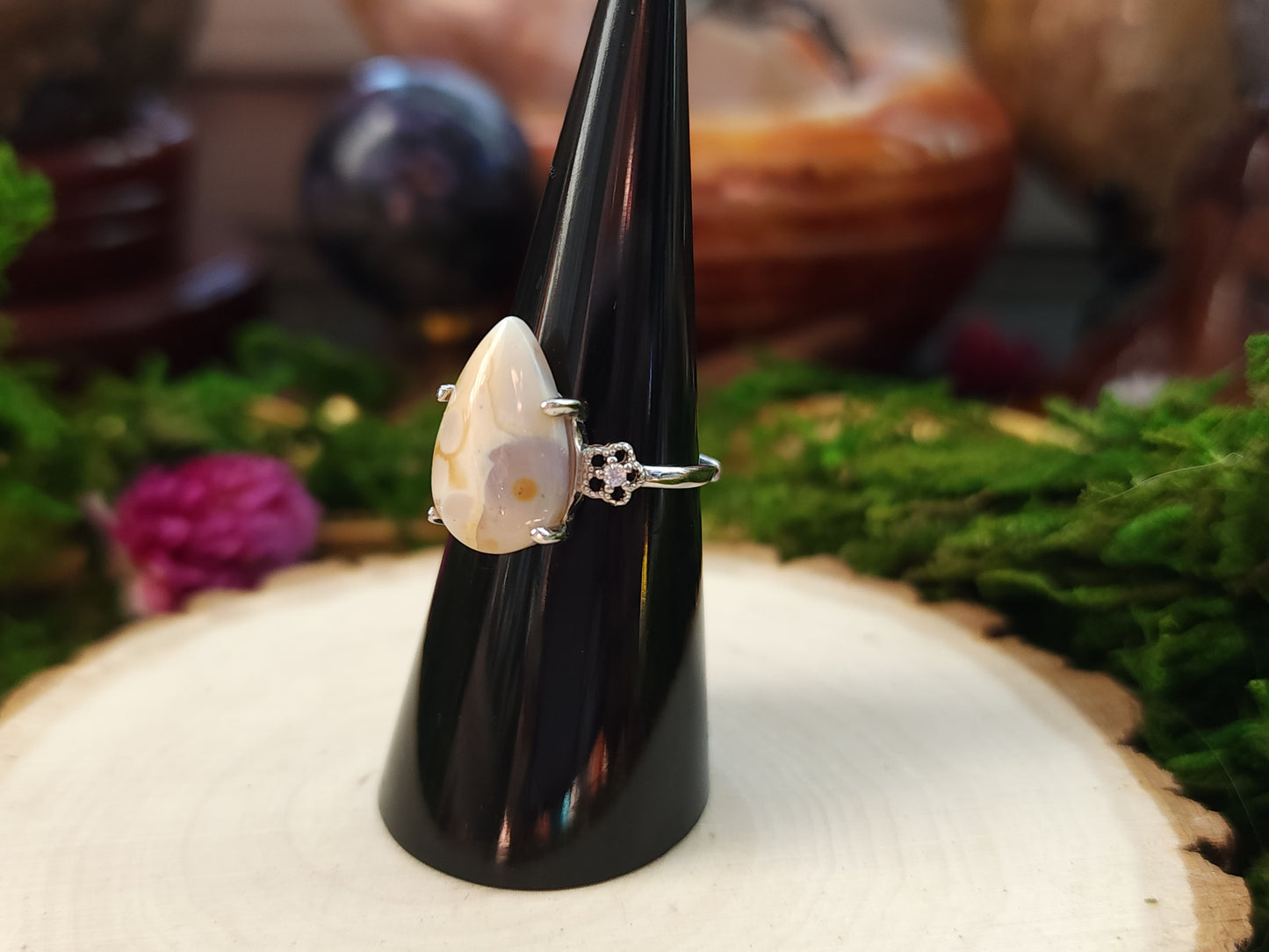 Sea Jasper Teardrop Ring