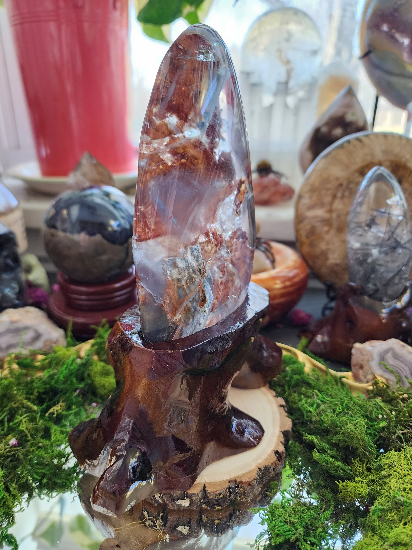 Lodalite (Garden Quartz) Freeform with Custom Stand