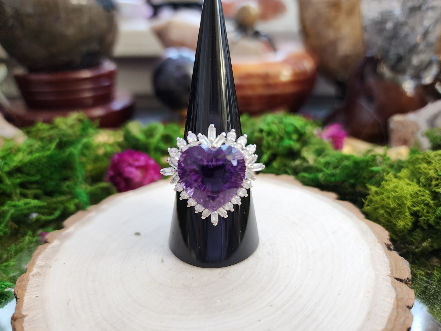 Amethyst Heart Statement Ring