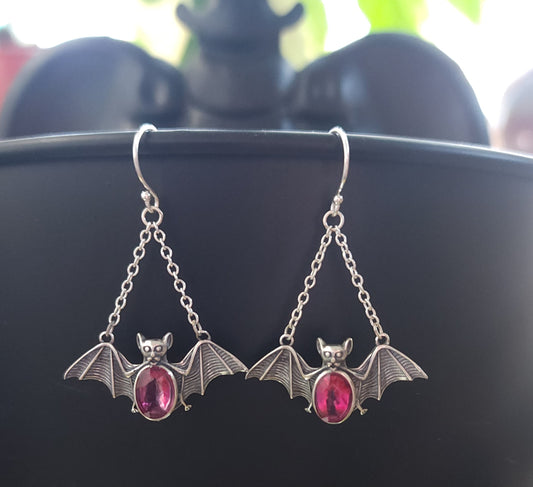 Pink Topaz Bat Earrings