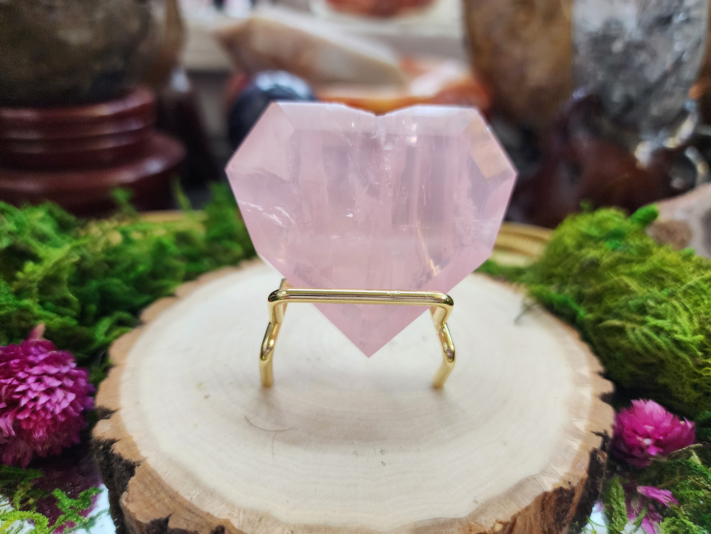 Faceted Rose Quartz Girasole Heart