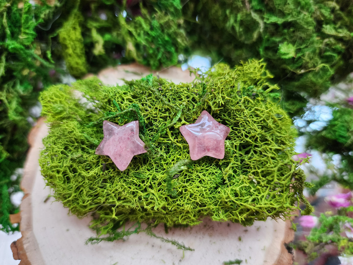 Strawberry Quartz Star Earrings