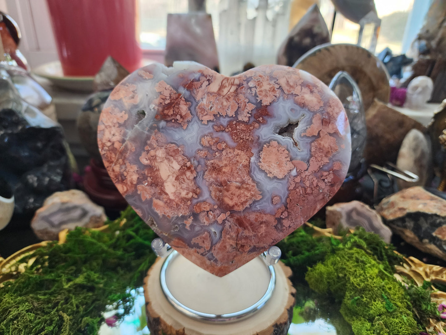 Druzy Pink Agate Heart B