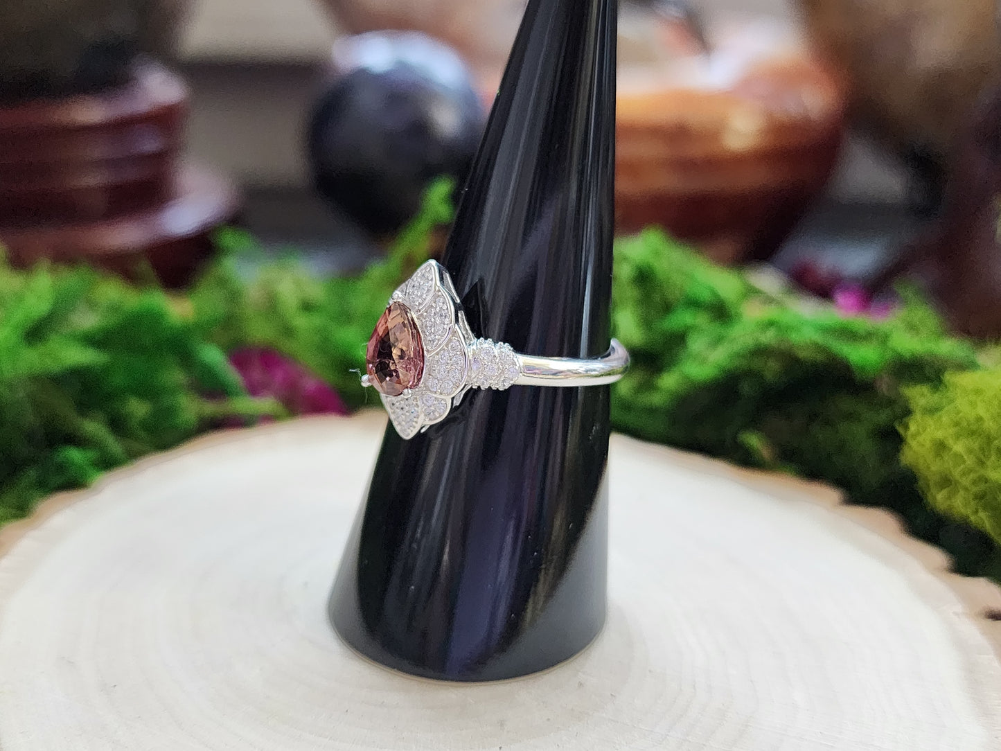 Bi-Color Tourmaline Adjustable Ring