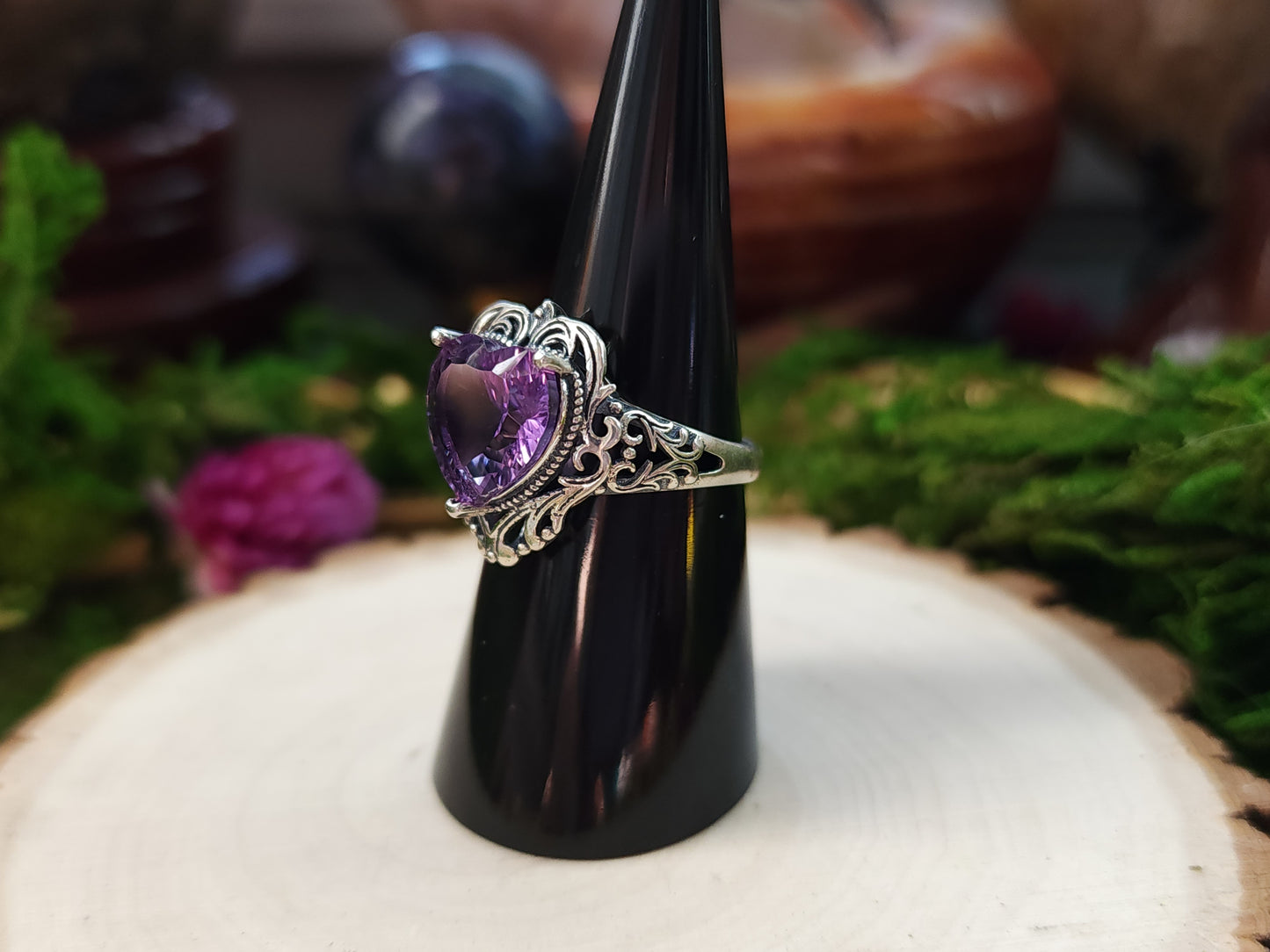 Vintage Heart Amethyst Ring