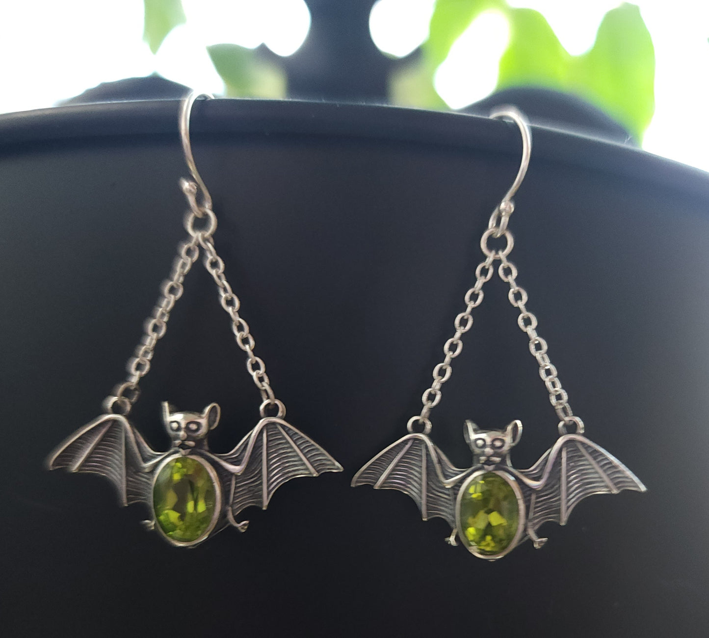 Peridot Bat Earrings