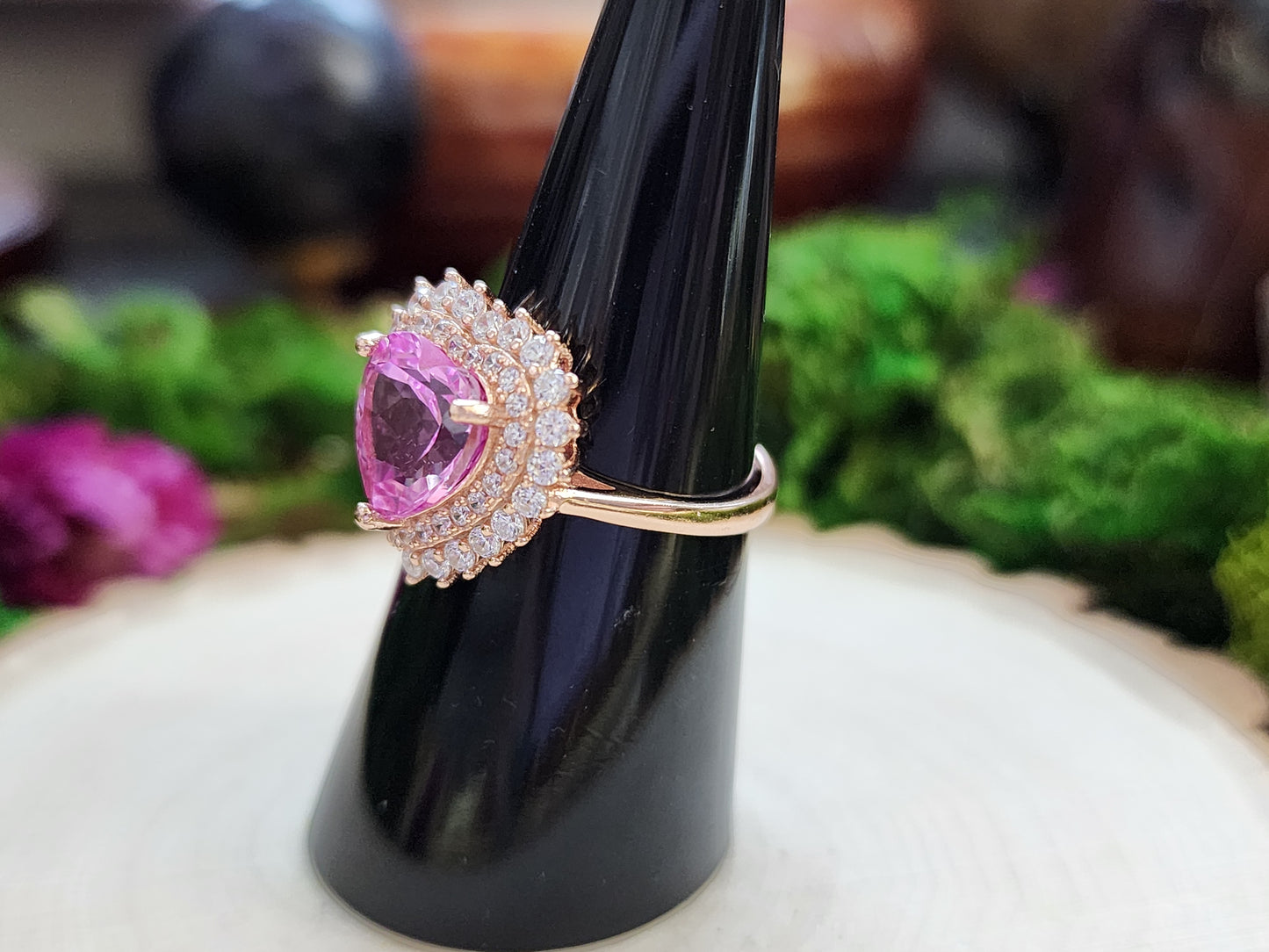 Heart-Shaped Pink Topaz Rose Gold Ring