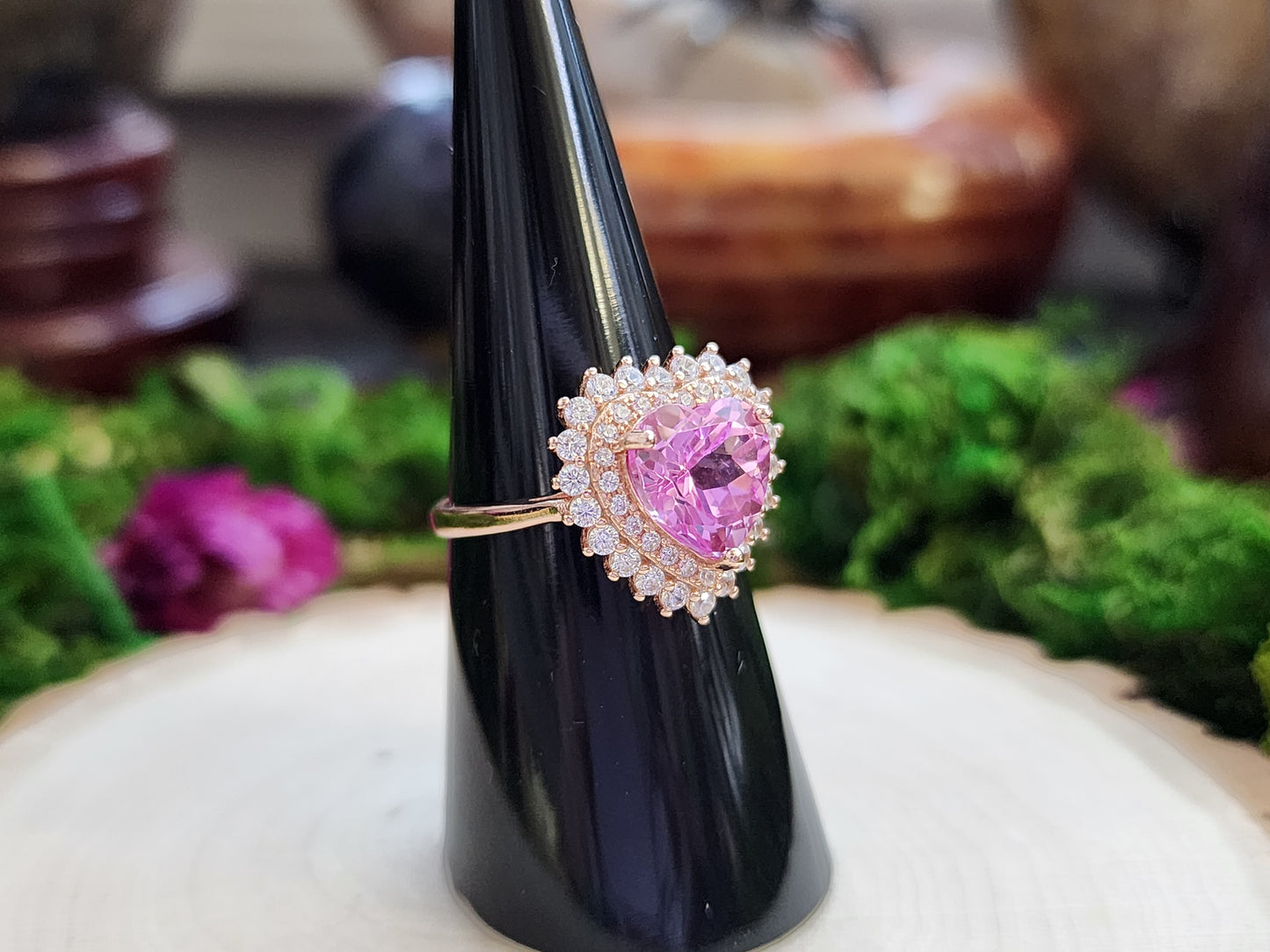 Heart-Shaped Pink Topaz Rose Gold Ring