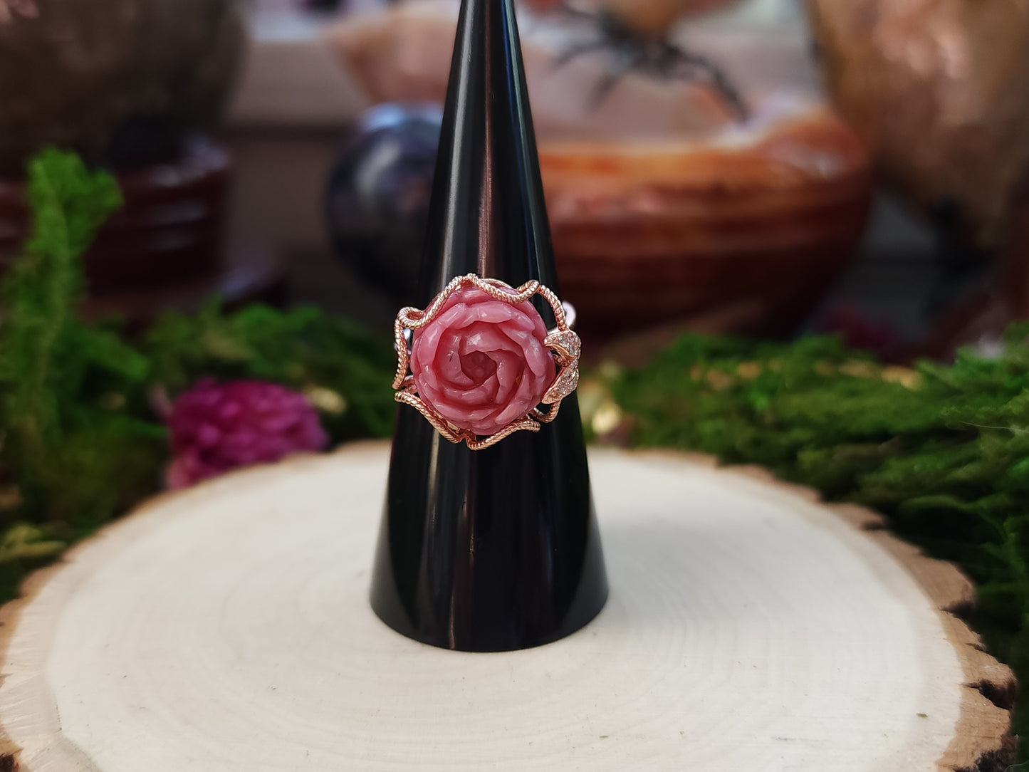 Rose Gold Rhodinite Rose Ring