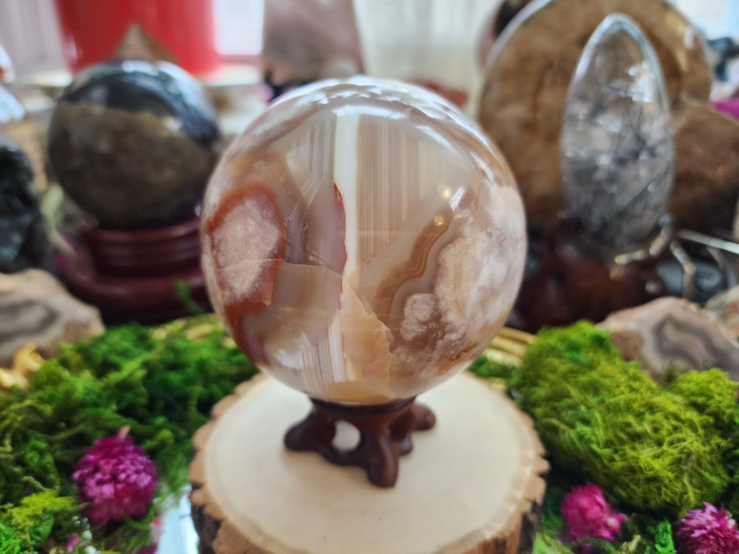 Flower Agate Sphere