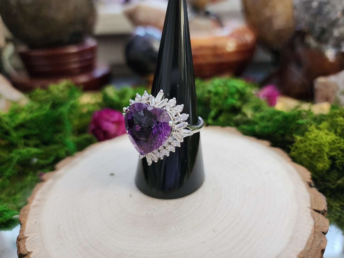 Amethyst Heart Statement Ring